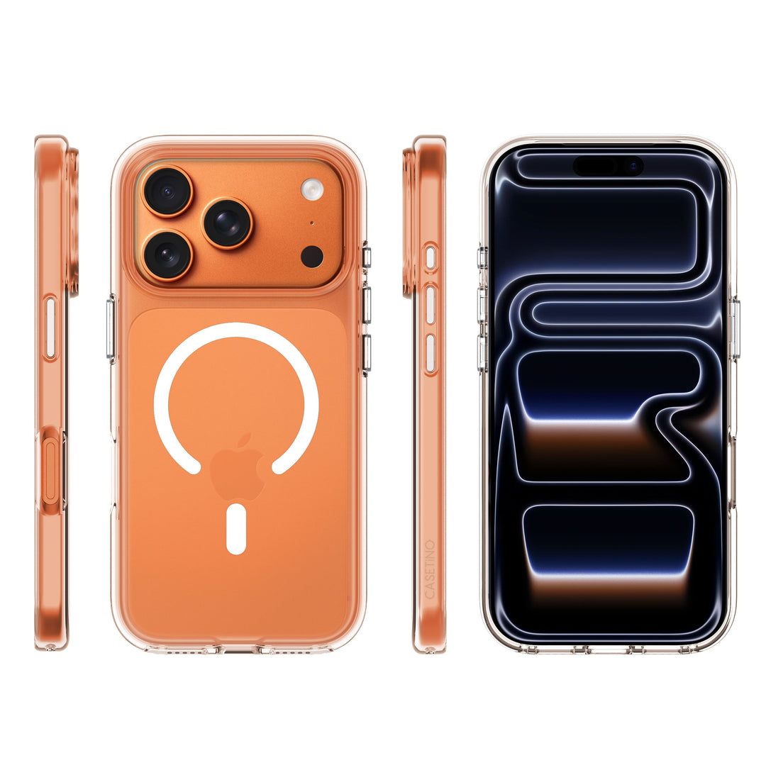 17 Pro Max Clear Tech Case on Orange iPhone