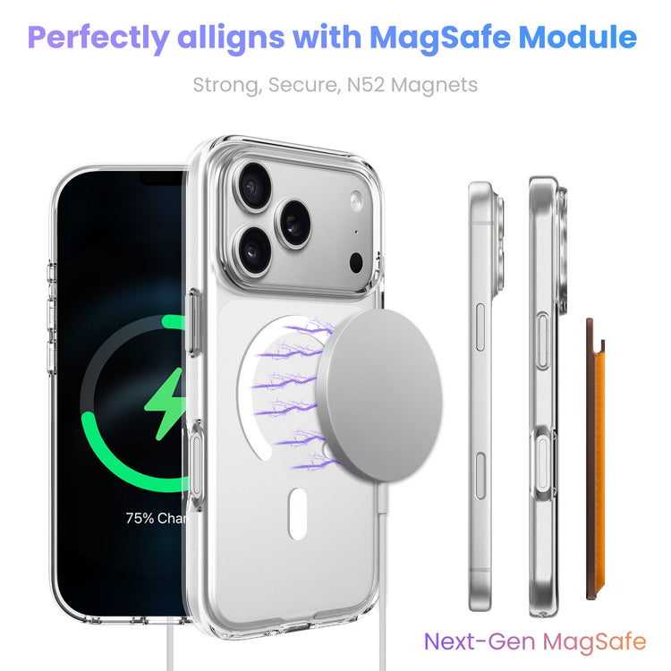 Phone case with MagSafe module compatibility on a white background